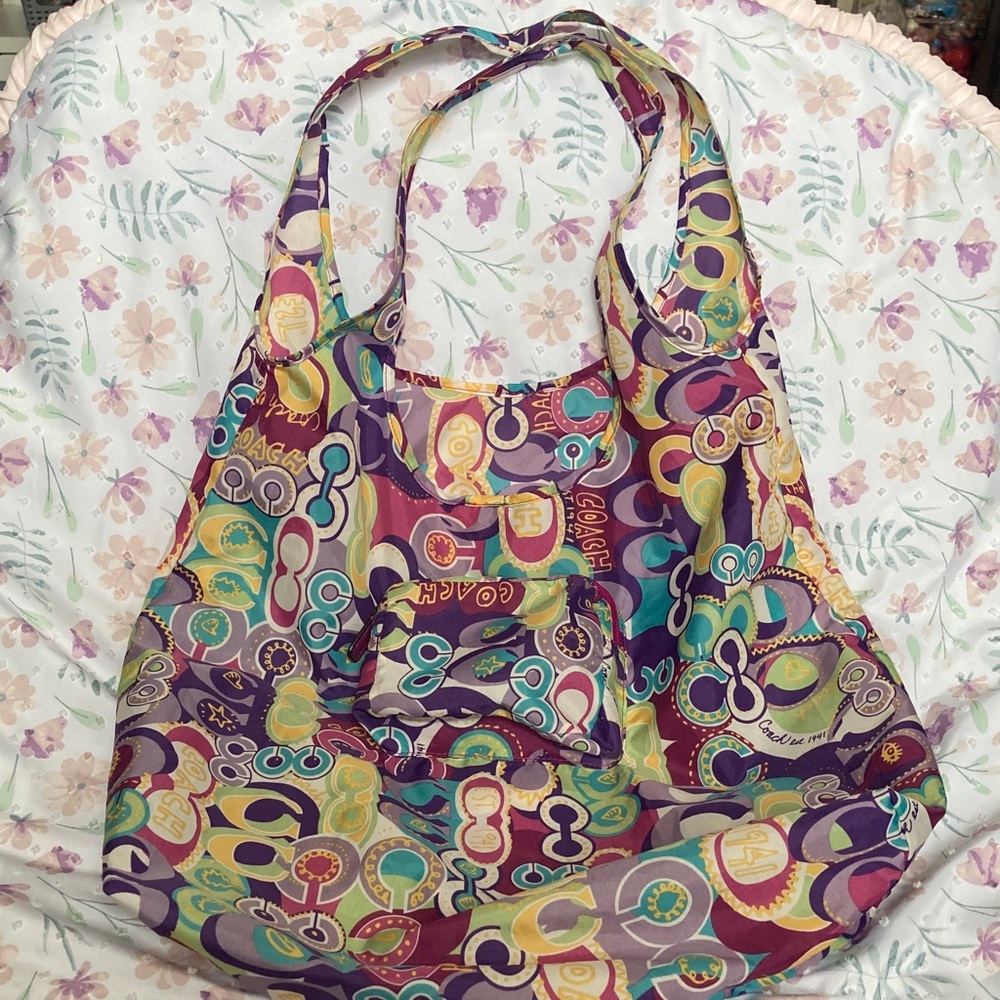 Coach  Y2K Poppy Glam Signature Print Folding Tote Bag - Nylon